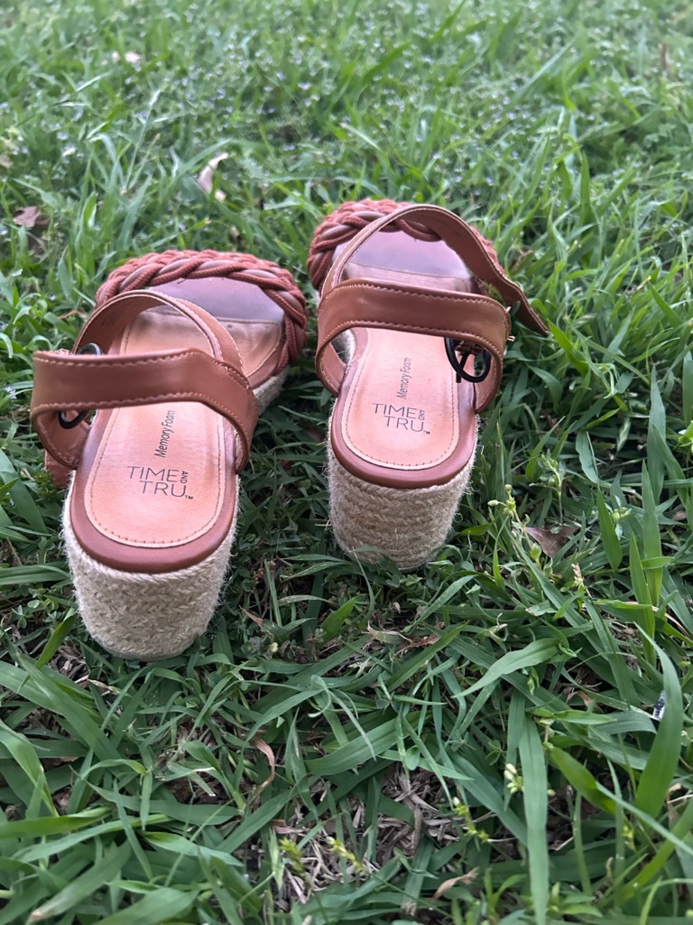 Time and Tru Braided Cognac Wedge Sandals with Ankle Strap Size 6 - Picture 5 of 6